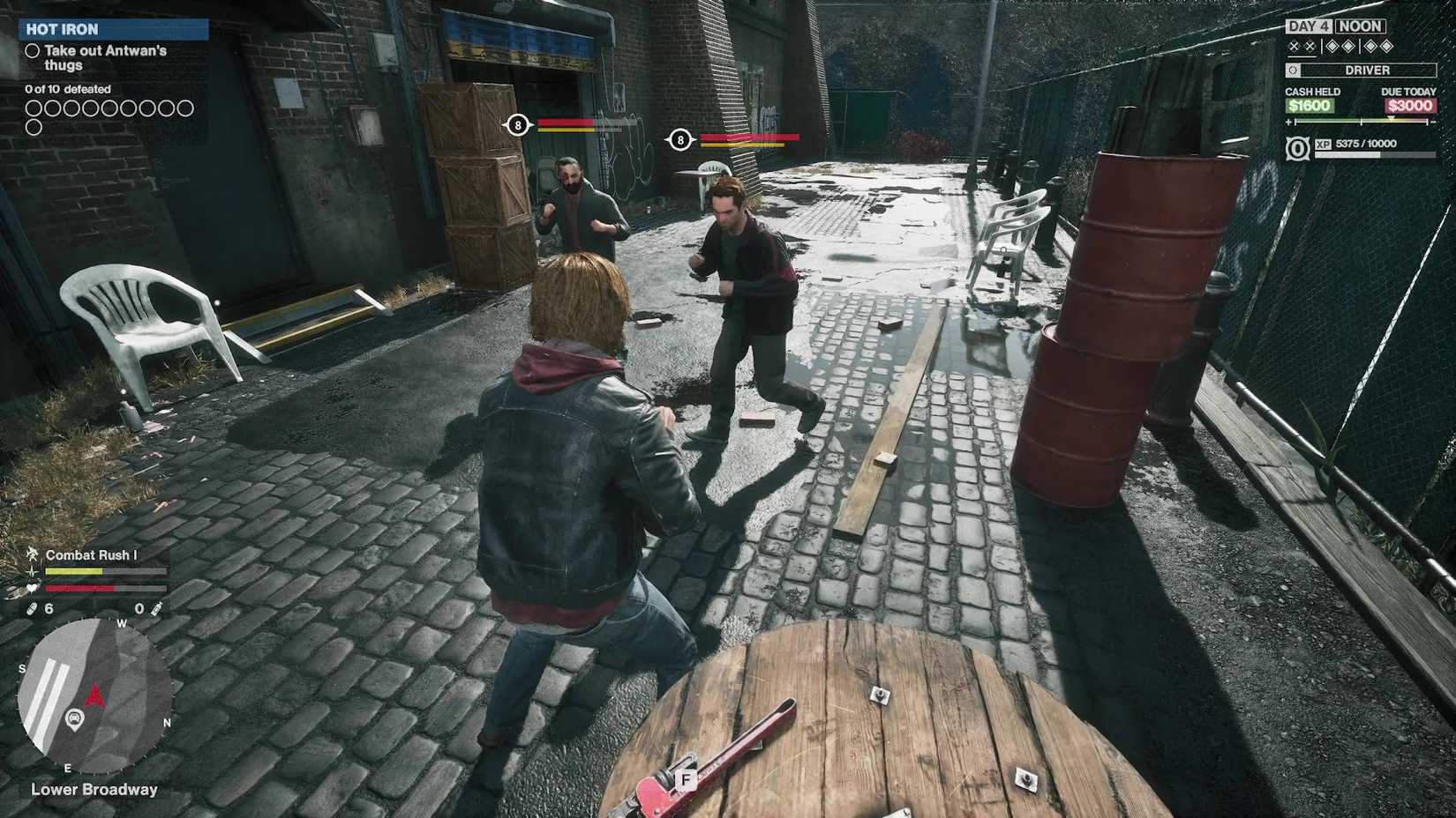 Samson McCray in melee combat in Samson with two enemies gearing up to punch him.