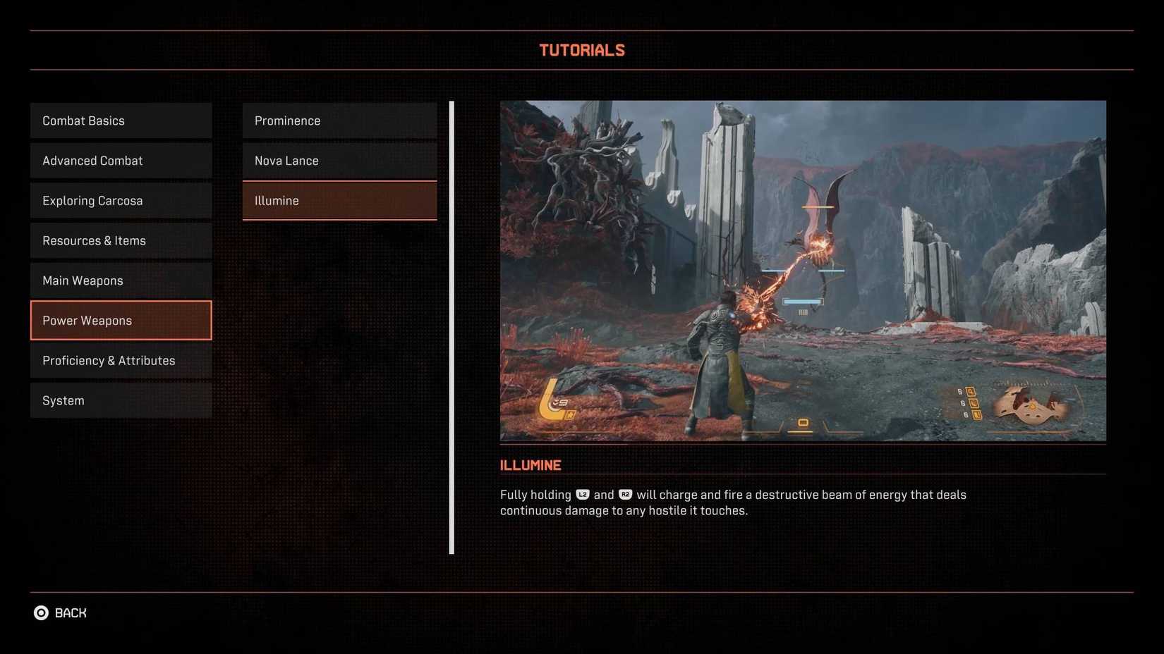 The Illumine tutorial screen in Saros.