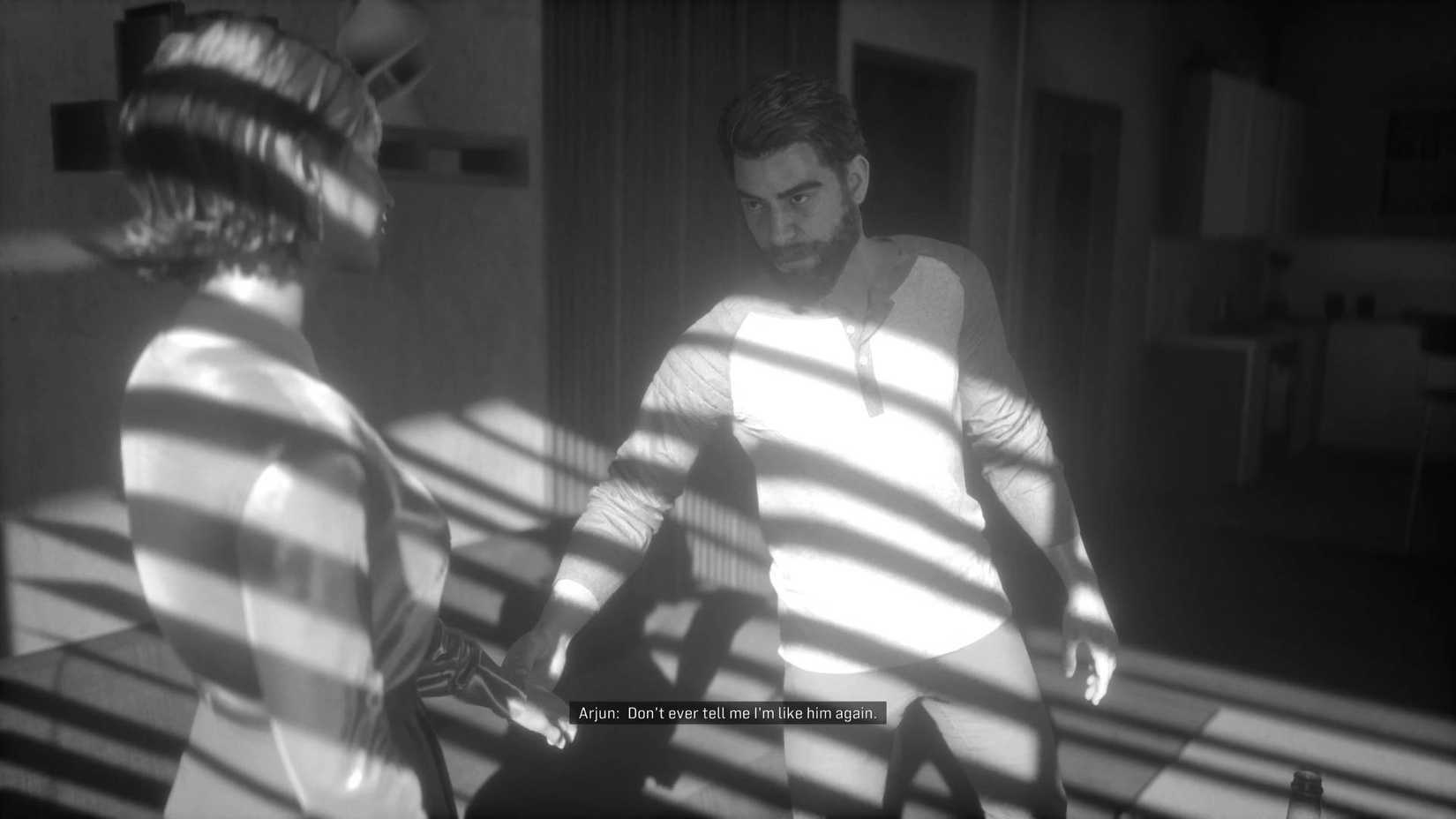 Arjun grabbing Nitya's hand in a flashback.