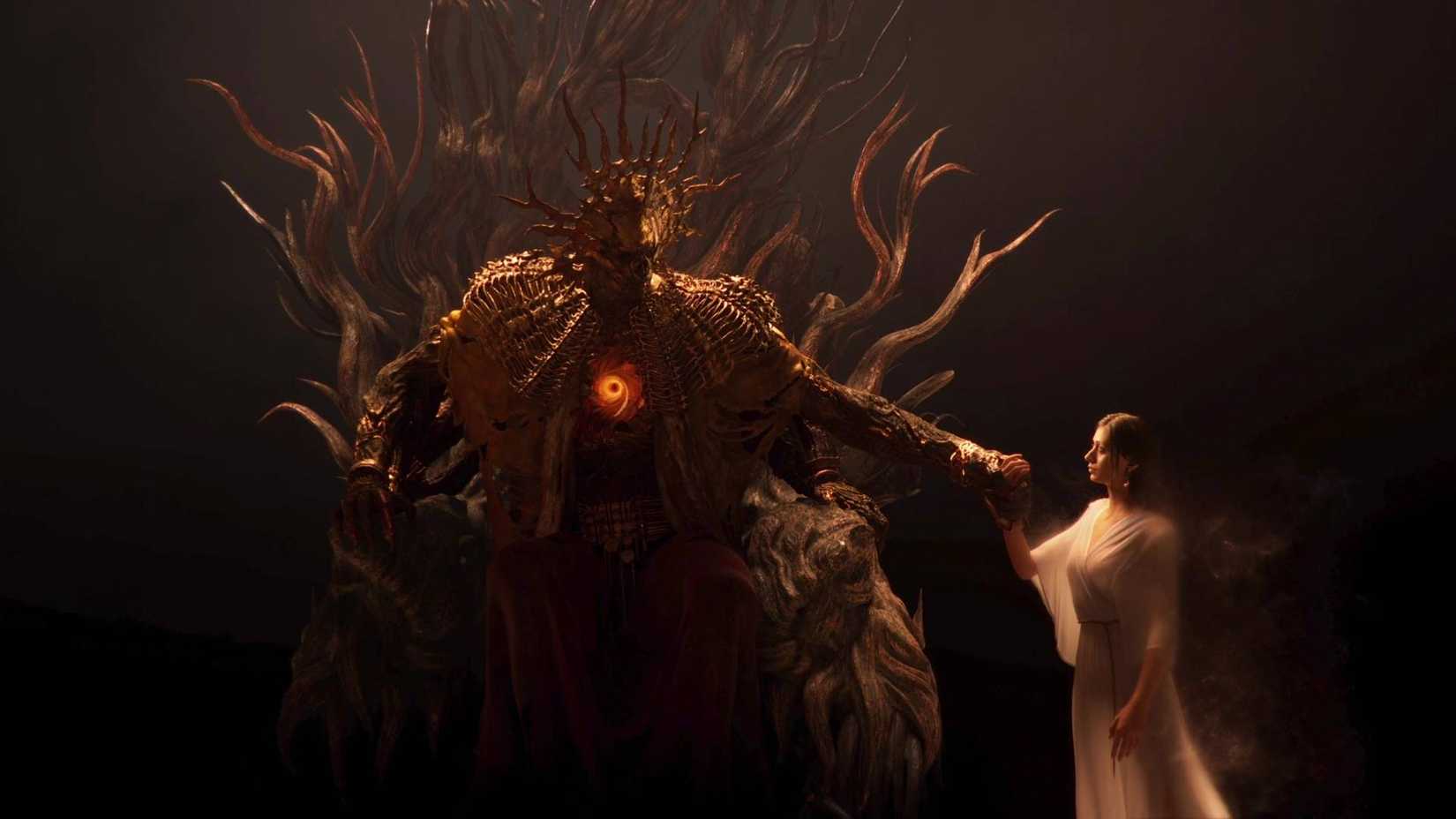 Arjun as the king on the throne, holding Nitya's hand.
