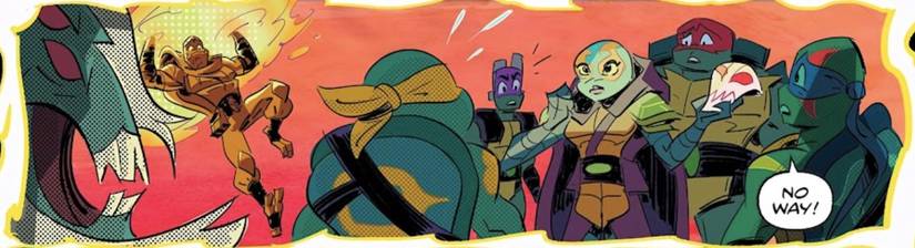 Big Mama's assistant unmasks herself, revealing she's a female mutant turtle