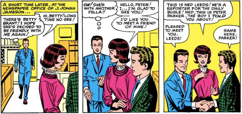 Peter Parker meets Ned Leeds in the Spider-Man comic