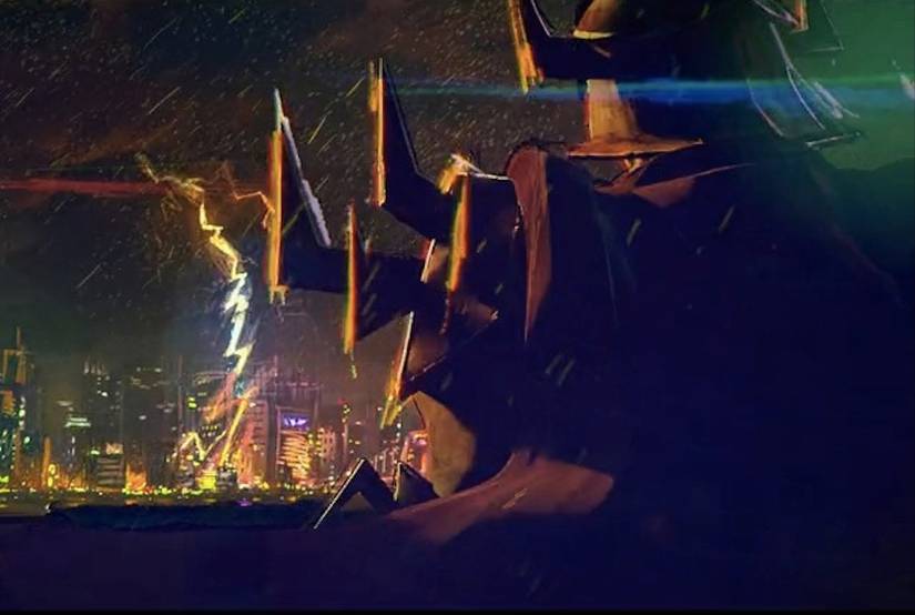 Shredder looks out at New York City