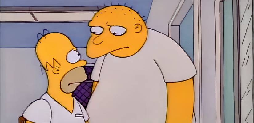 Homer Simpson with mental patient who thinks he's Michael Jackson.