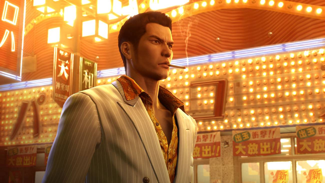 Kazuma Kiryu smokes a cigarette in Yakuza 0