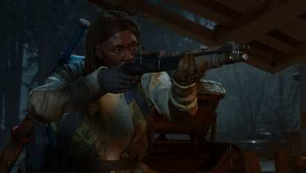 A woman aims a shotgun in a screenshot from State of Decay 3