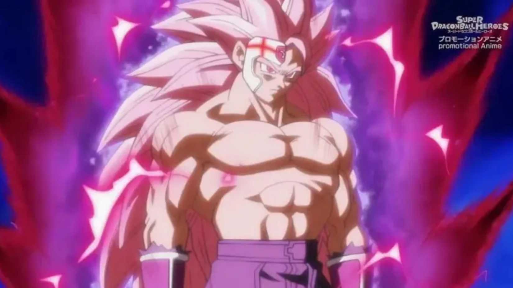 Scene from Super Dragon Ball Heroes featuring Goku Black in a SS3 Rose form. 