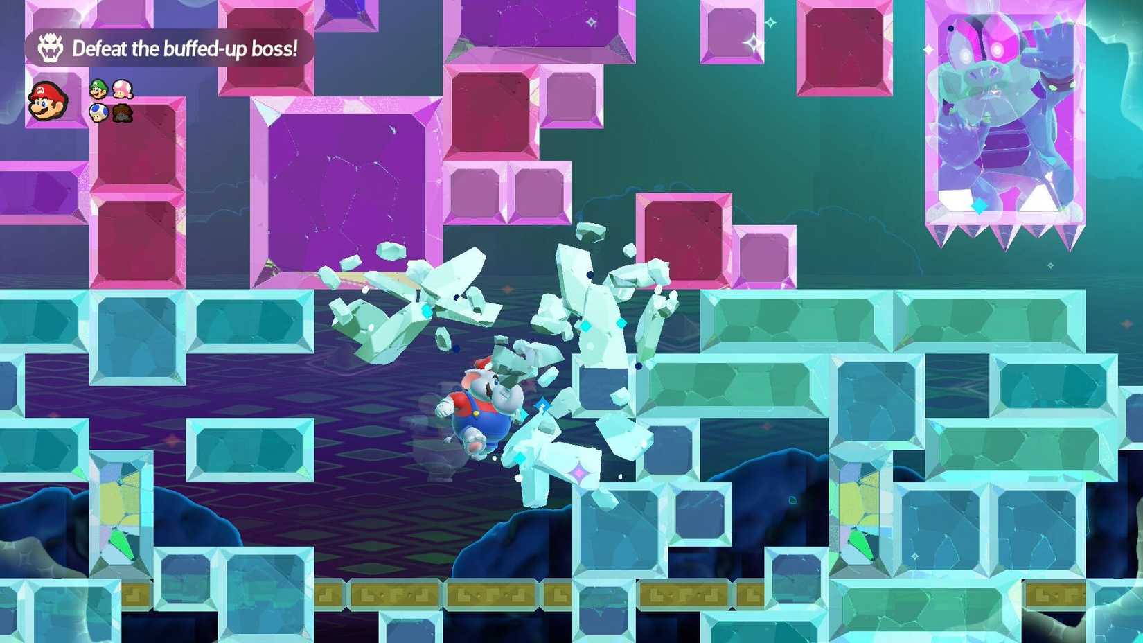 Mario fights Iggy in Super Mario Bros. Wonder.