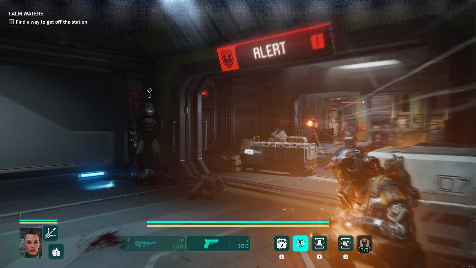 The protagonist hiding from a sniper in The Expanse: Osiris Reborn's demo