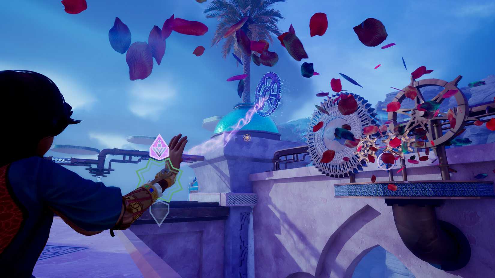 Maya solves a puzzle with a gear in The House of Hikmah.