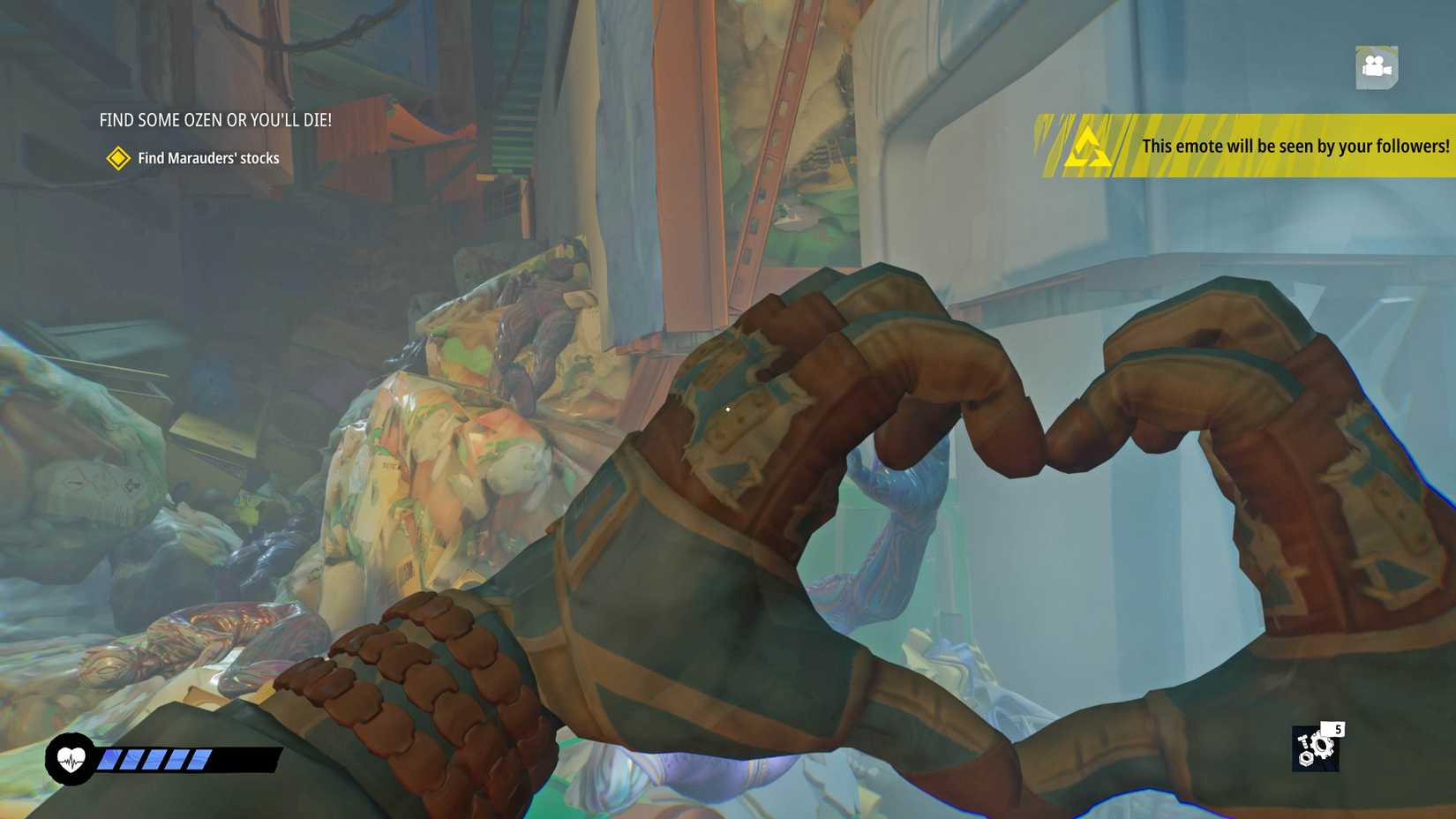 A player uses an emote in Tides of Tomorrow.