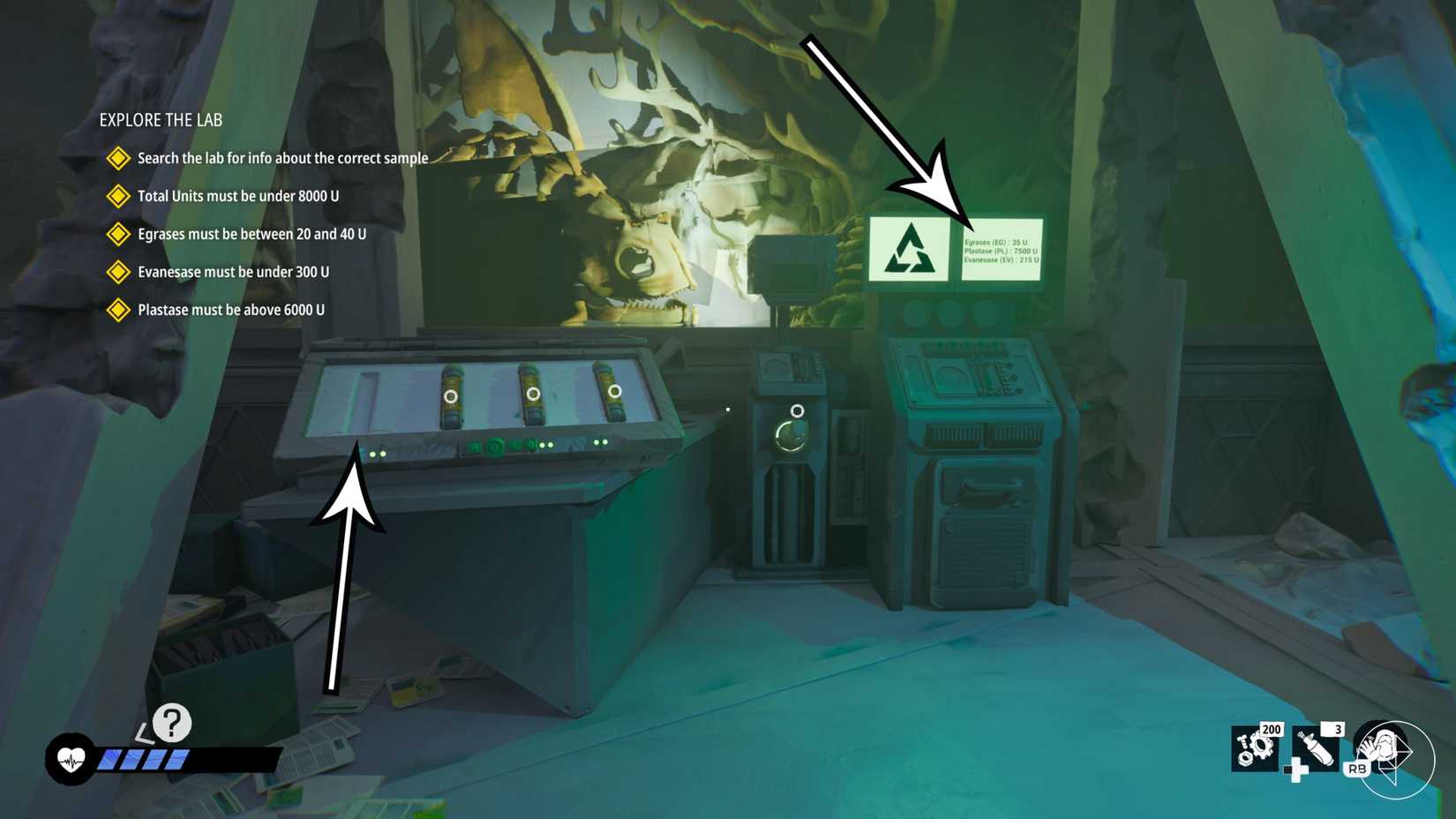 The 'Explore the Lab' sample puzzle solution in Tides of Tomorrow.