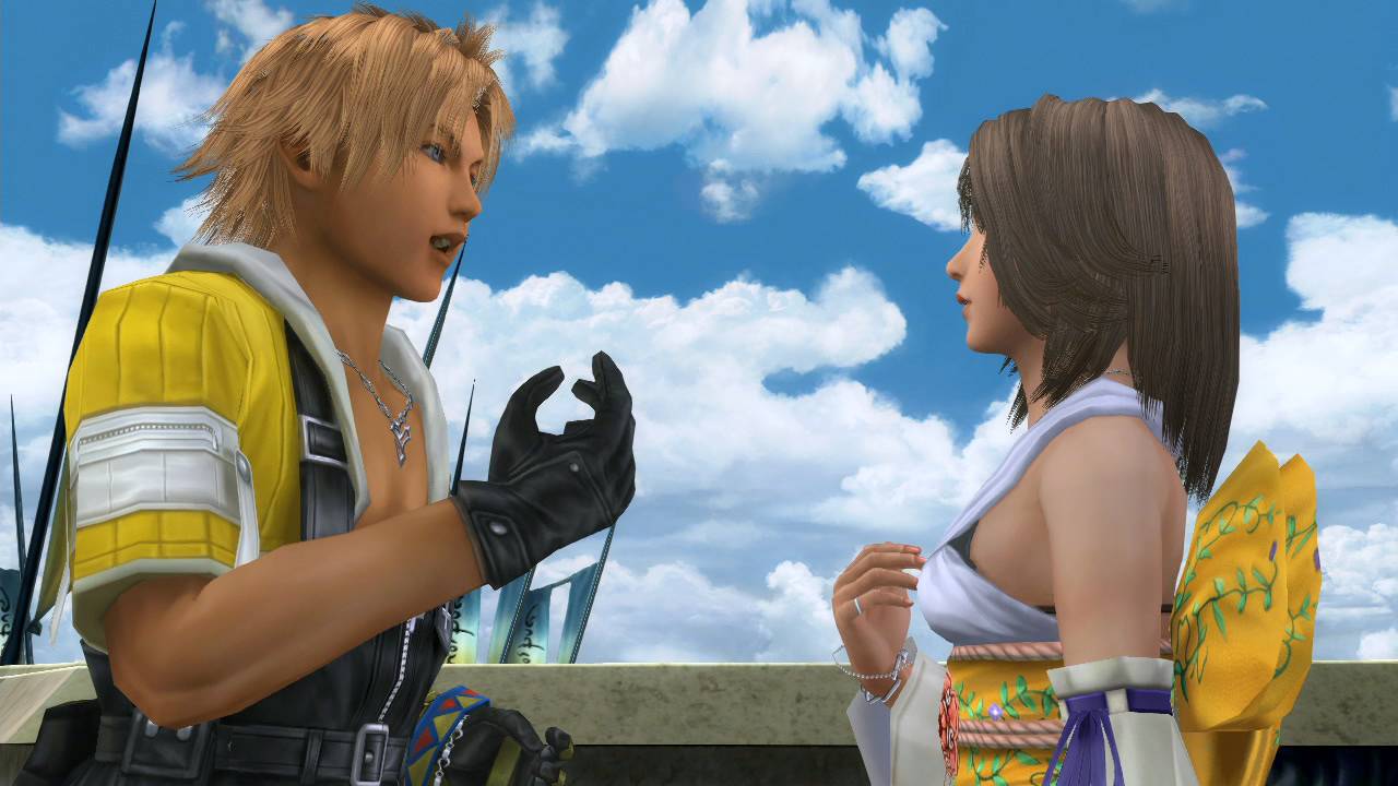Tidus talks to Yuna in FF10