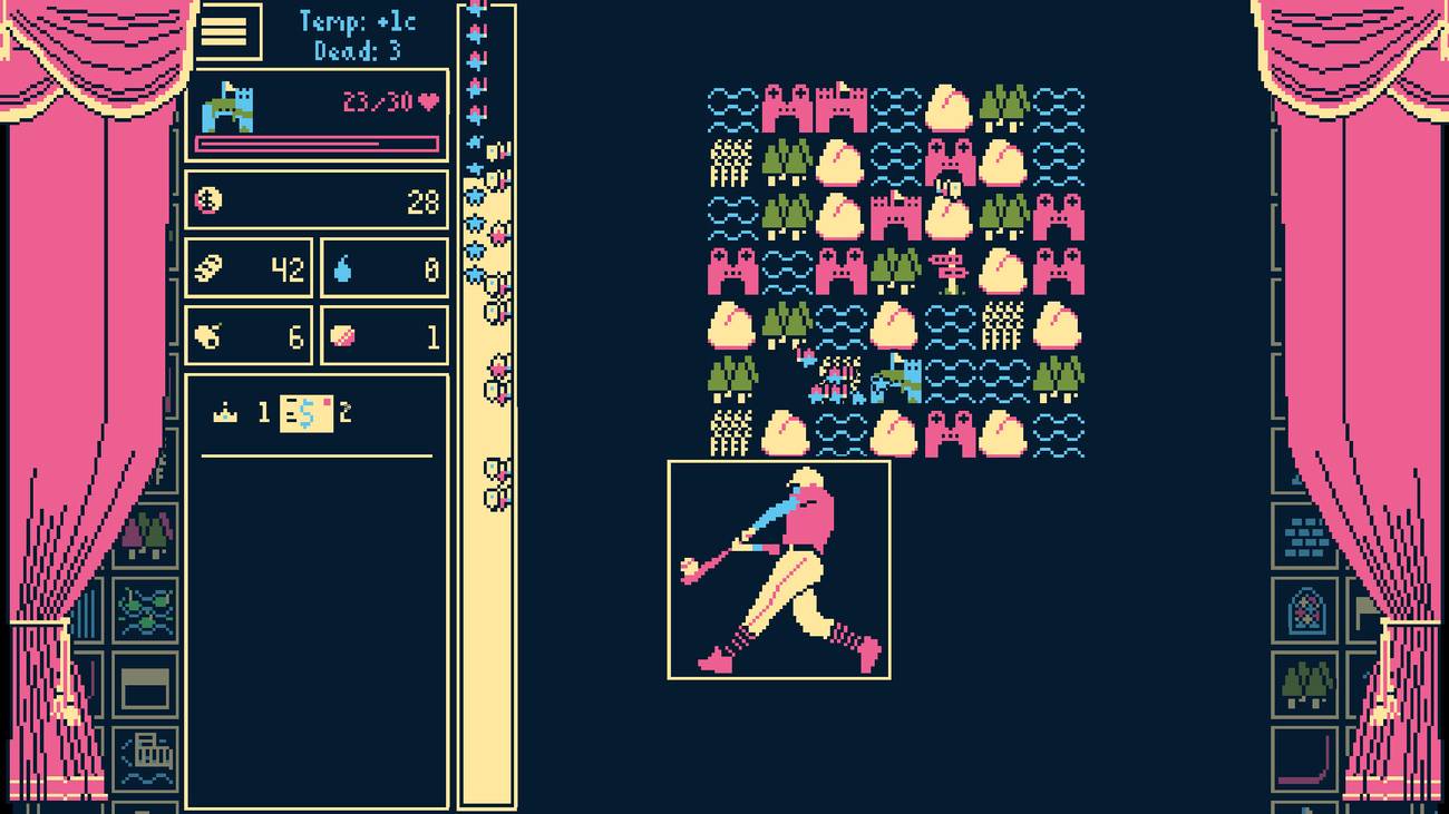 A battle plays out in Titanium Court as a picture of a batter hitting a ball appears on screen.