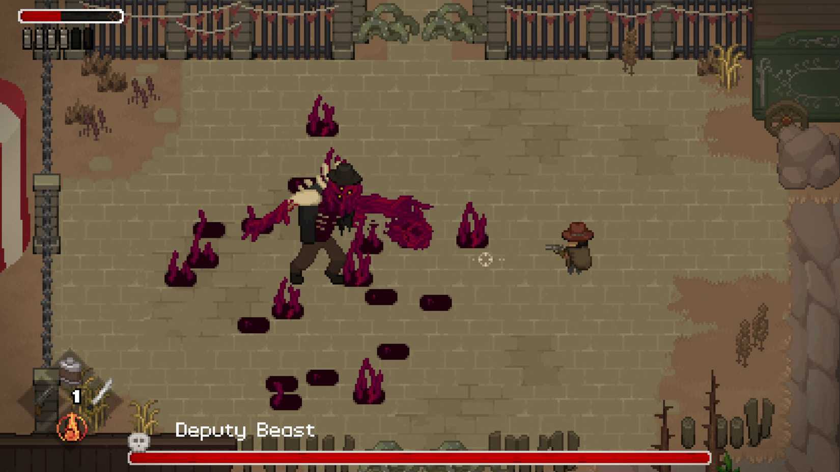 Tombwater boss battle against a bloody monster that transformed from a person