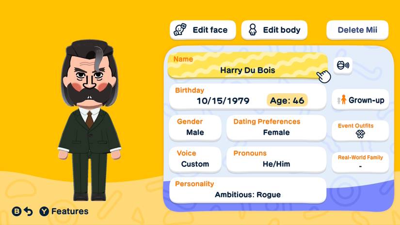 A Harry Du Bois Mii appears in Tomodachi Life: Living the Dream.