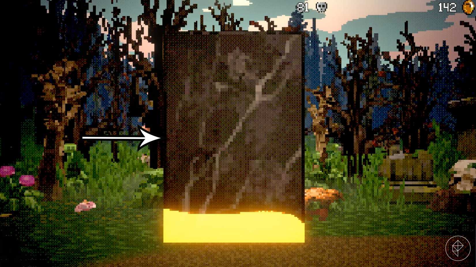 An arrow points to an object that may contain a Mana Orb in Vampire Crawlers.