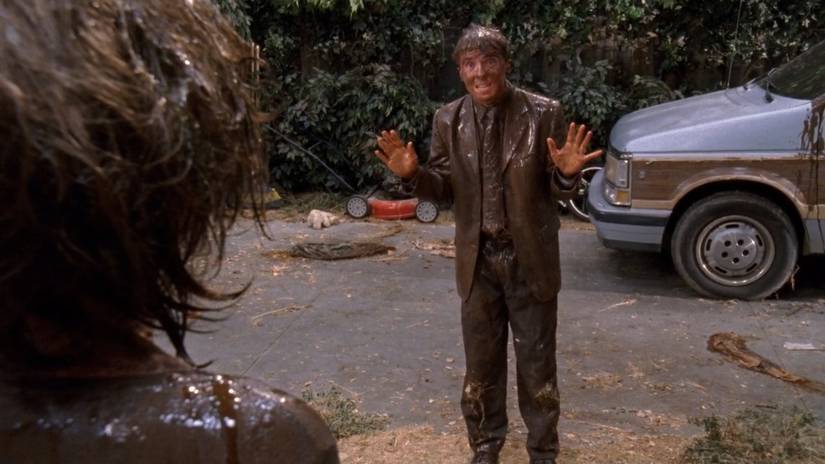 Malcolm is covered in mud