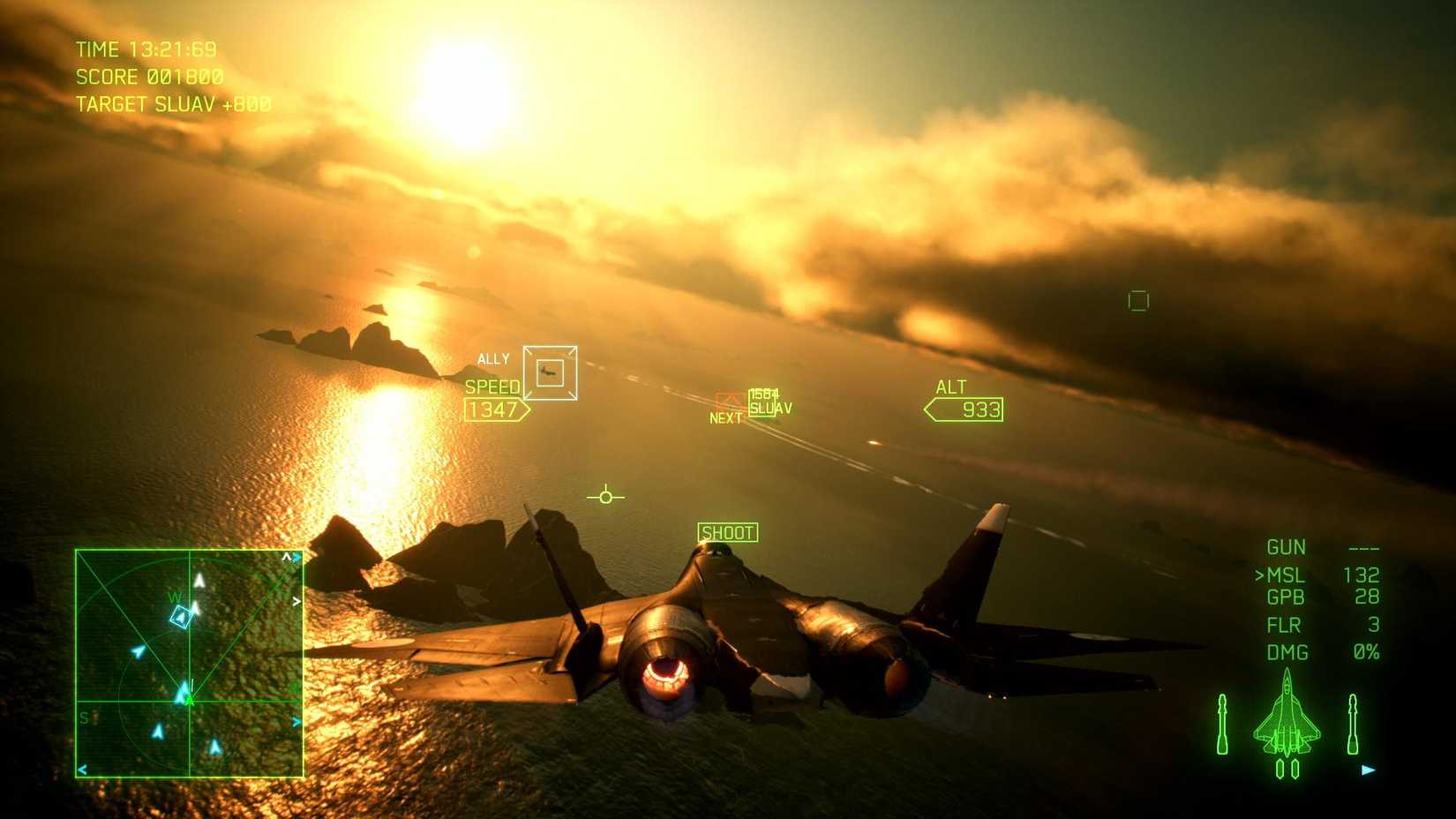 Imagem de Ace Combat 7 apresentando um jato voando sobre o oceano