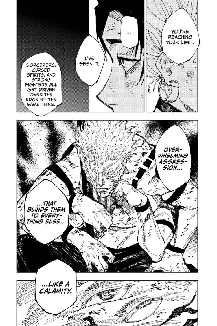 O capítulo 181 começa com Uro alertando Yuta sobre calamidades como Sukuna