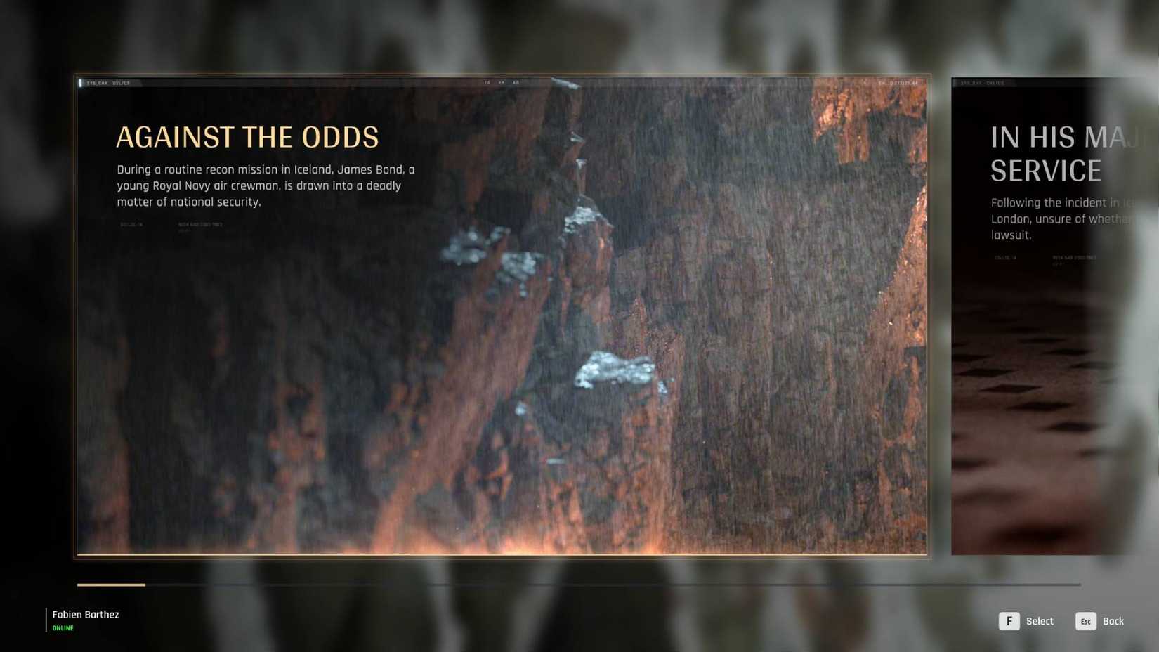 Chapter 1 in the chapter select screen in 007 First Light.