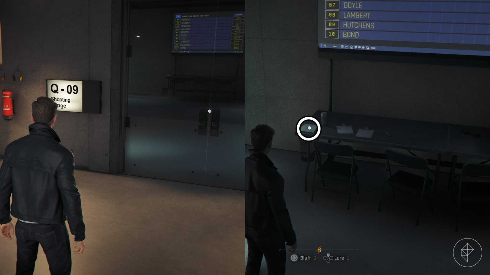 A 007 First Light screenshot showing where you can find the first clue to open the armory door in Q-Lab