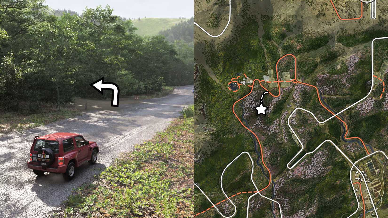 The location of the Honda NSX barn find marked on the Forza Horizon 6 map with a star.