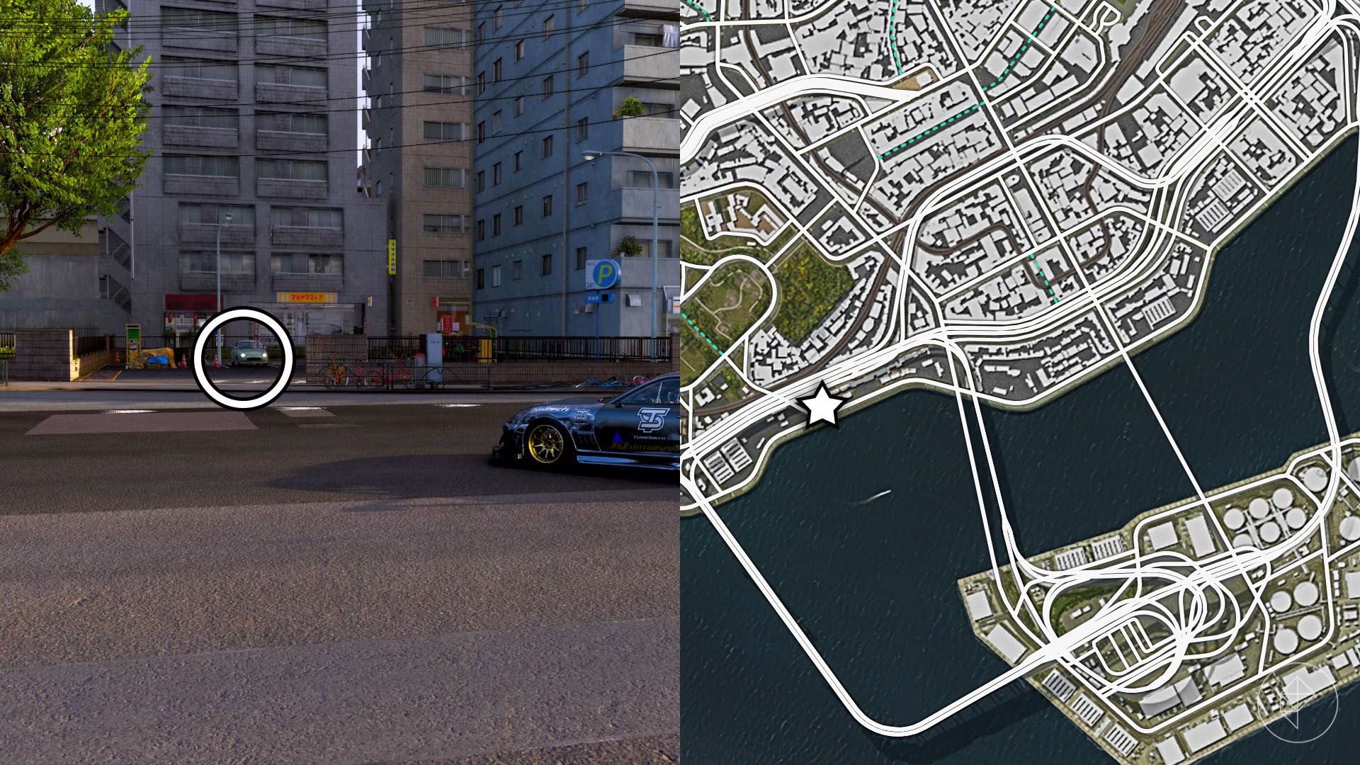 Map view showing the location of the Nissan Figaro