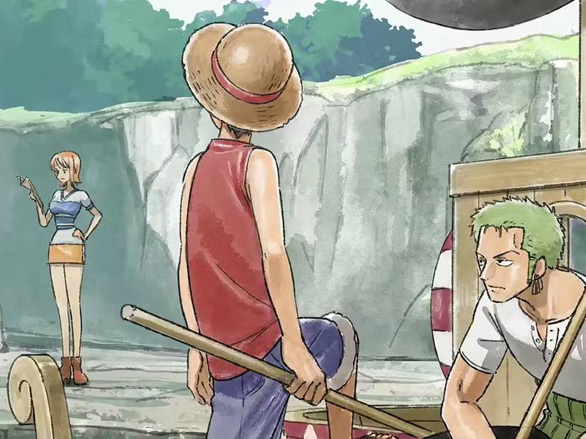 Zoro, Nami, and Luffy in a teaser image for The One Piece anime remake