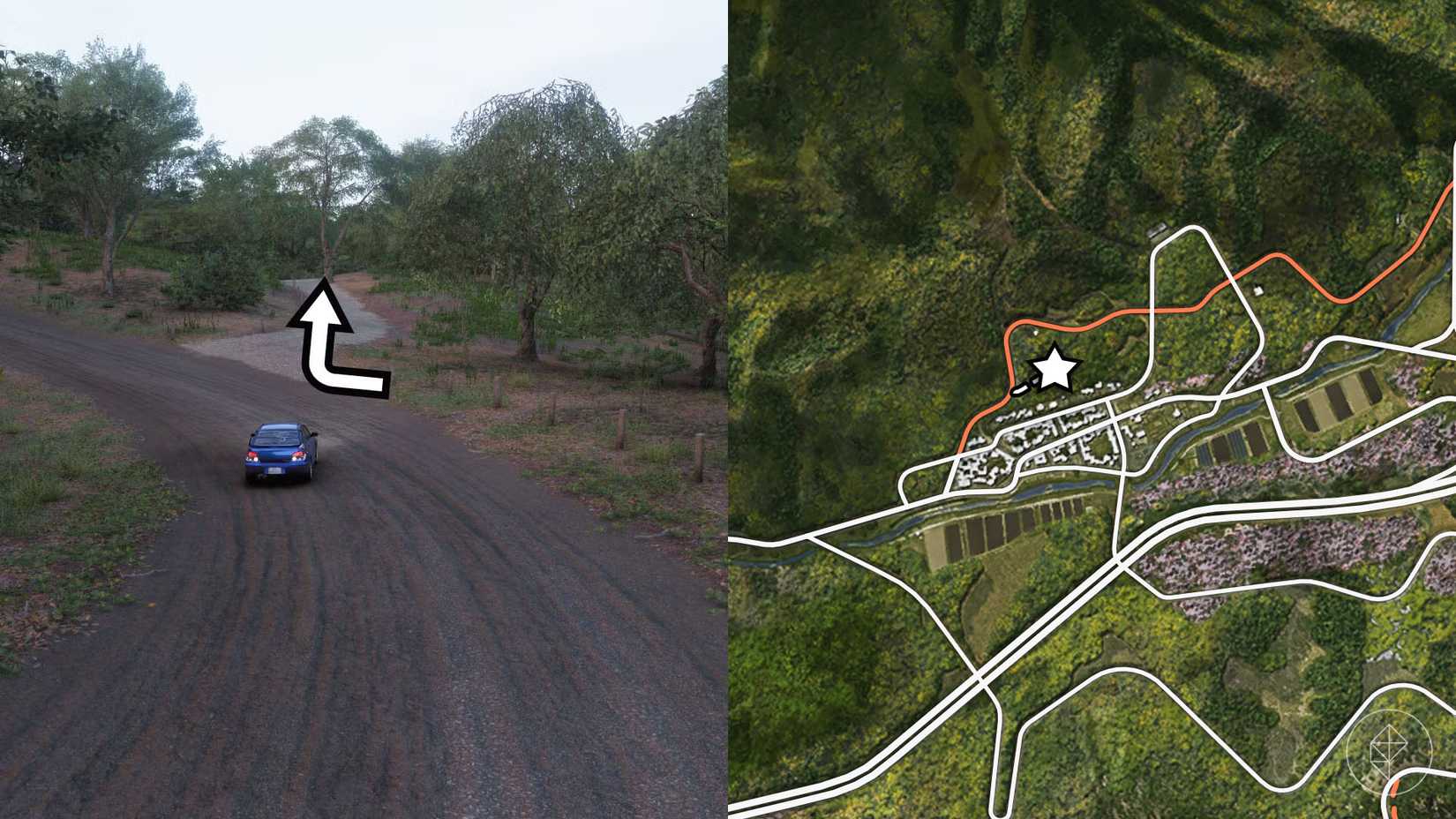 The location of the Mitsubishi #1 Sierra Sierra barn find marked on the map of Forza Horizon 6.