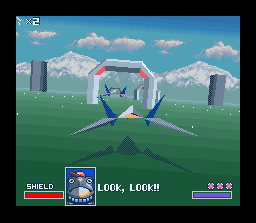 Slippy tells Star Fox to dodge a structure in the original Star Fox