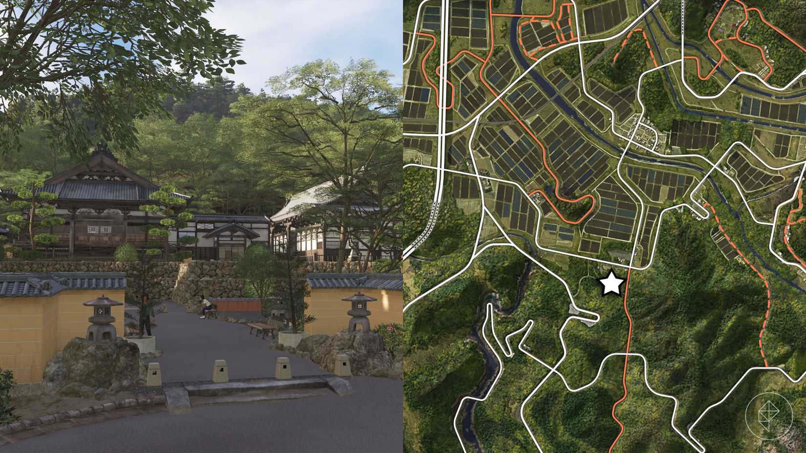 A temple surrounded by a forest in Forza Horizon 6.