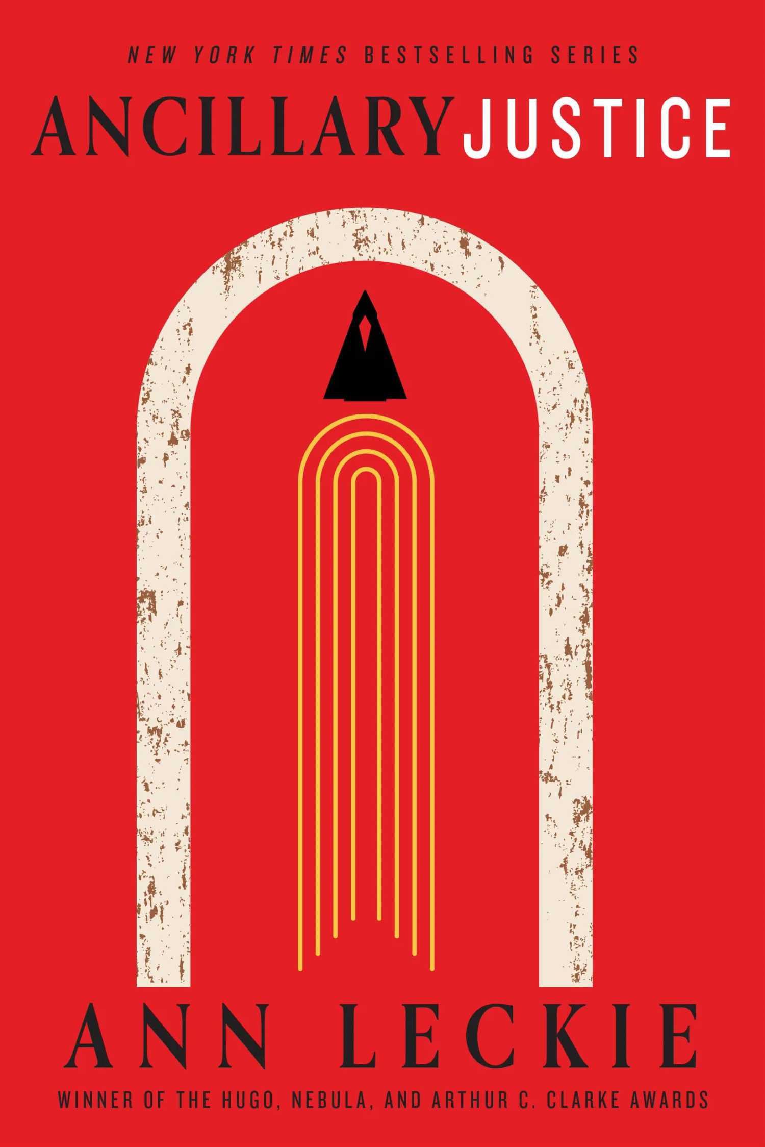 An abstract design on the cover of Ann Leckie's Ancillary Jusice