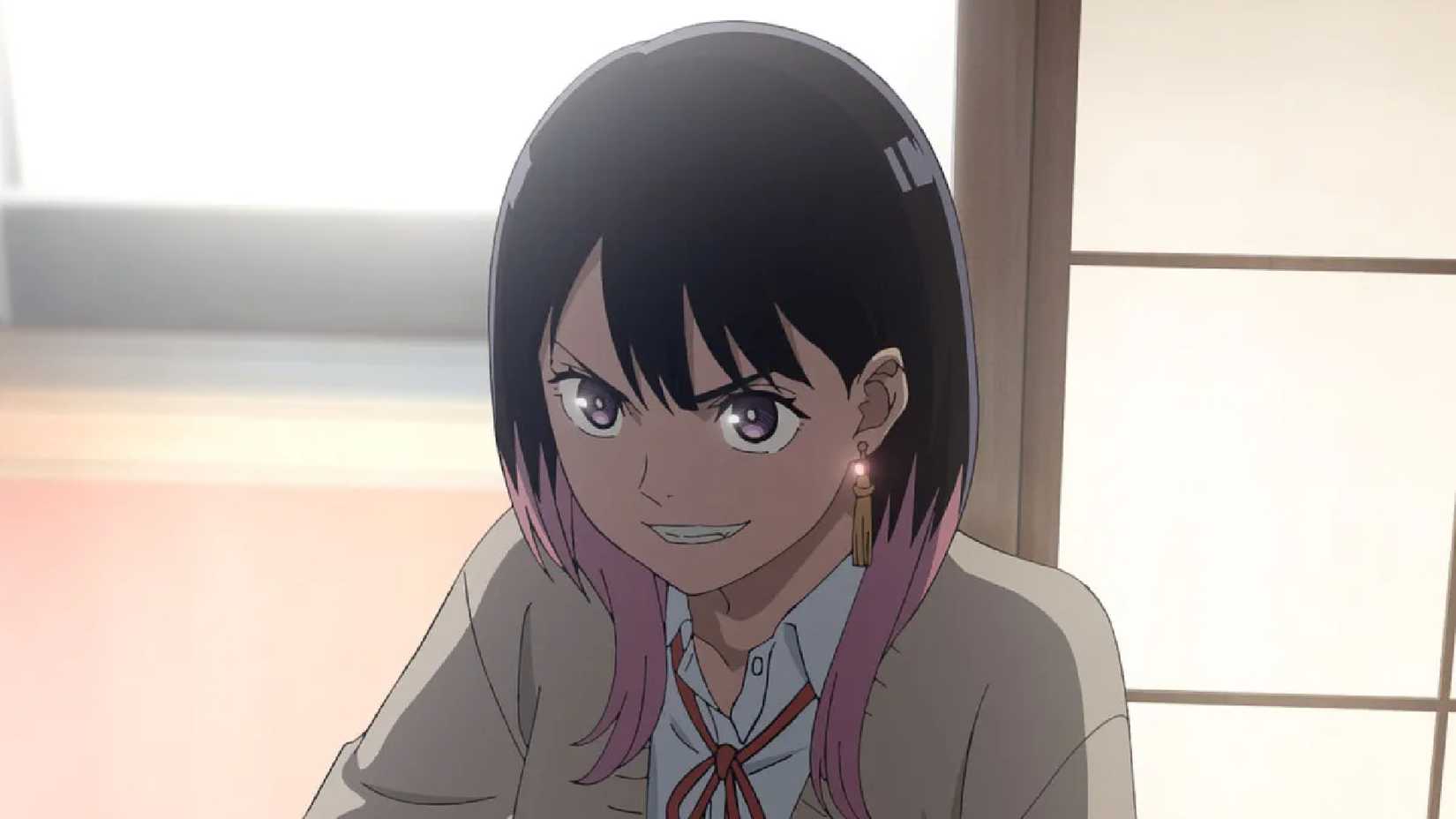Scene from Akane-banashi of Akane getting excited to preform in a rakugo. 