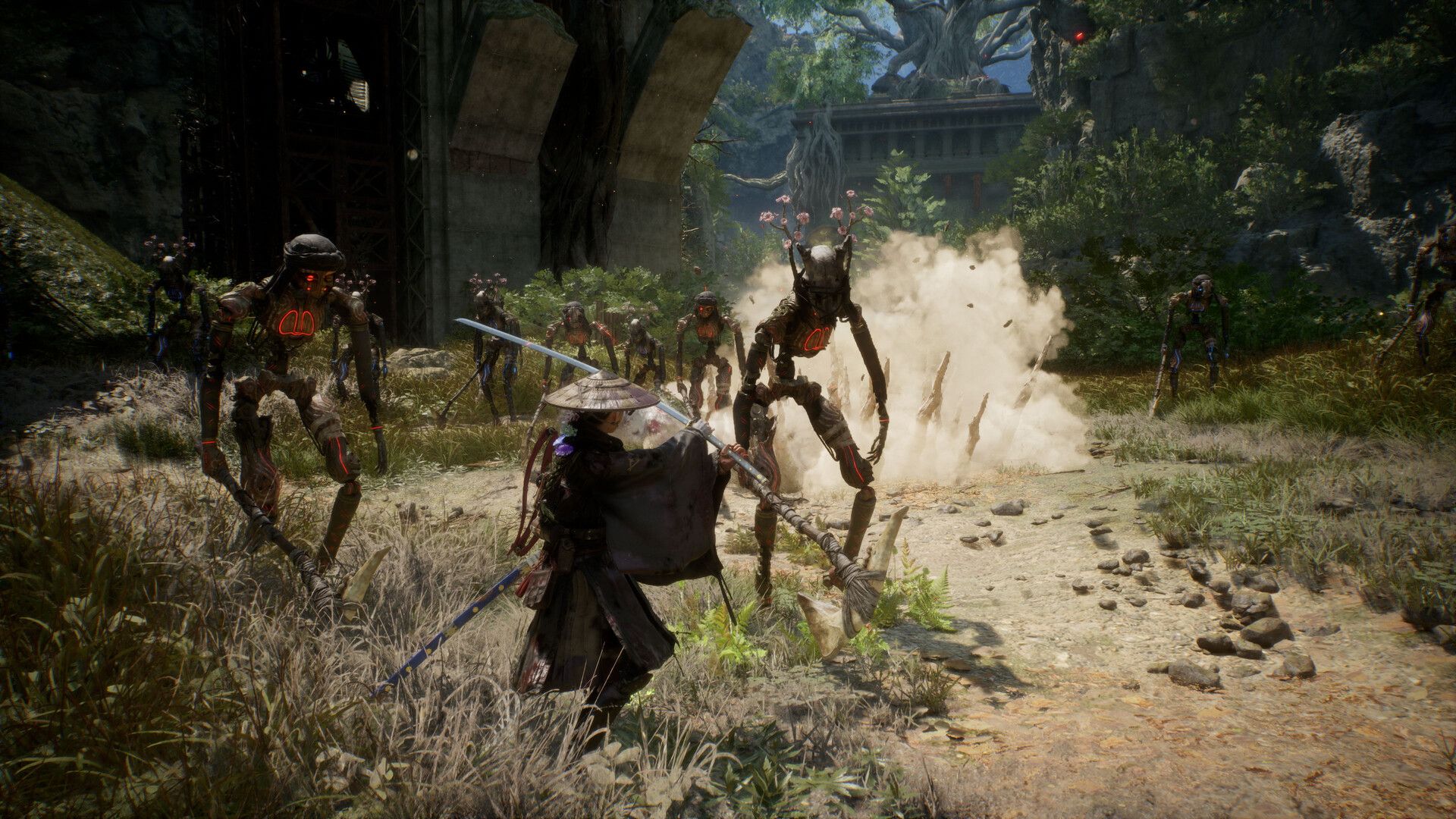 The protagonist of Beast of Reincarnation confronting an enemy robot.