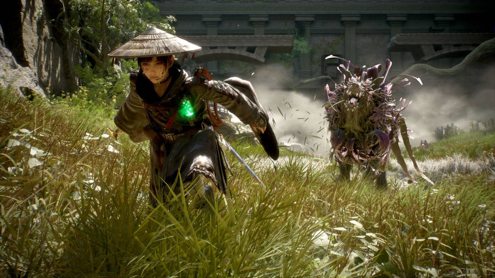 The hero of Beast of Reincarnation runs from an enemy.