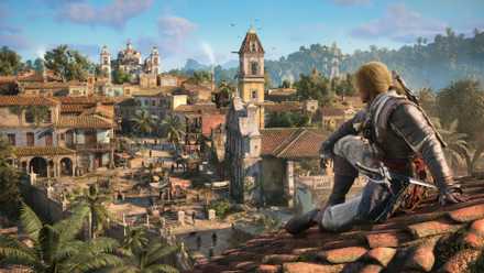 Edward sits on a roof in Assassin's Creed Black Flag Resynced