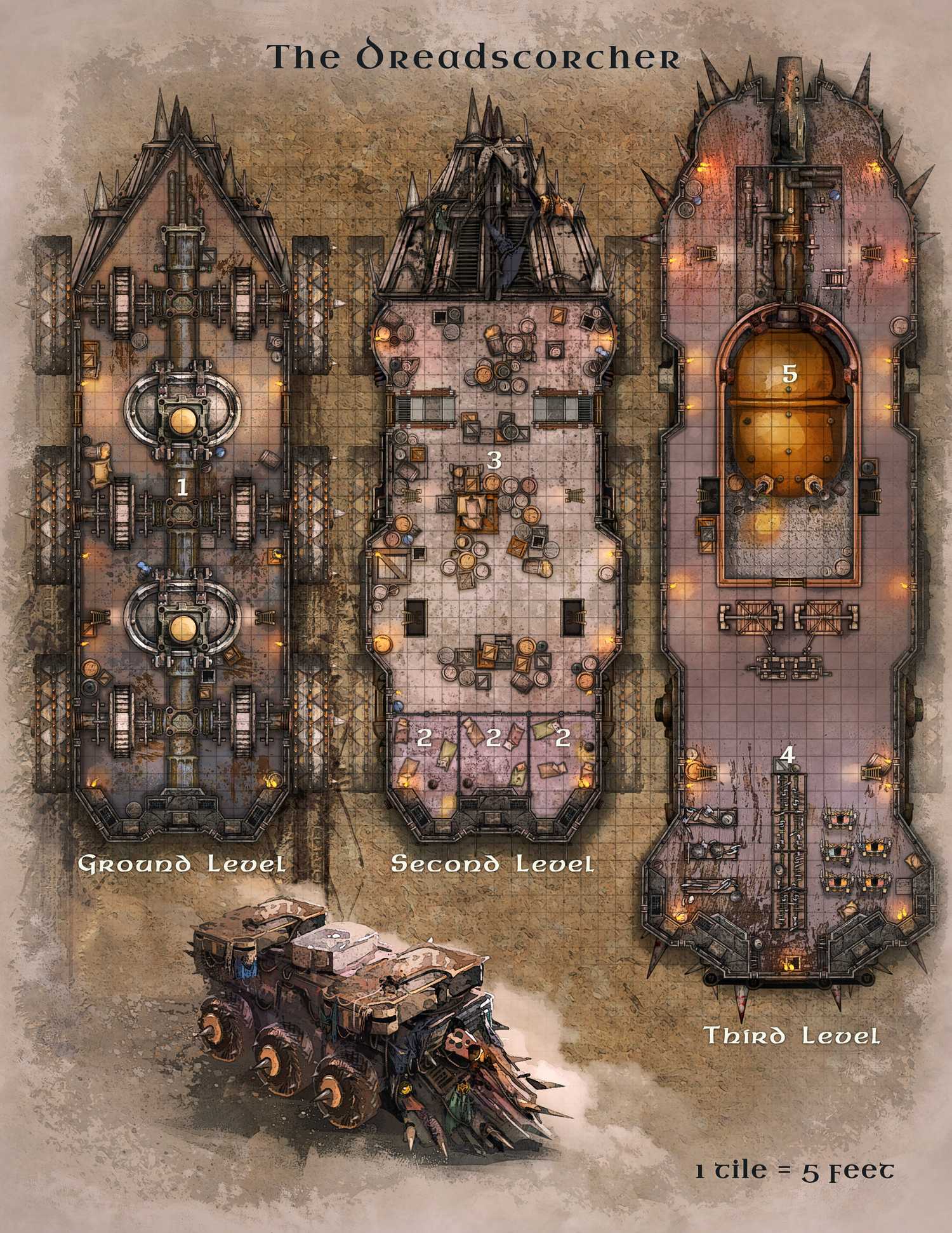 Spawns of the Mindrender D&D アドベンチャーの Dreadscorcher マップ