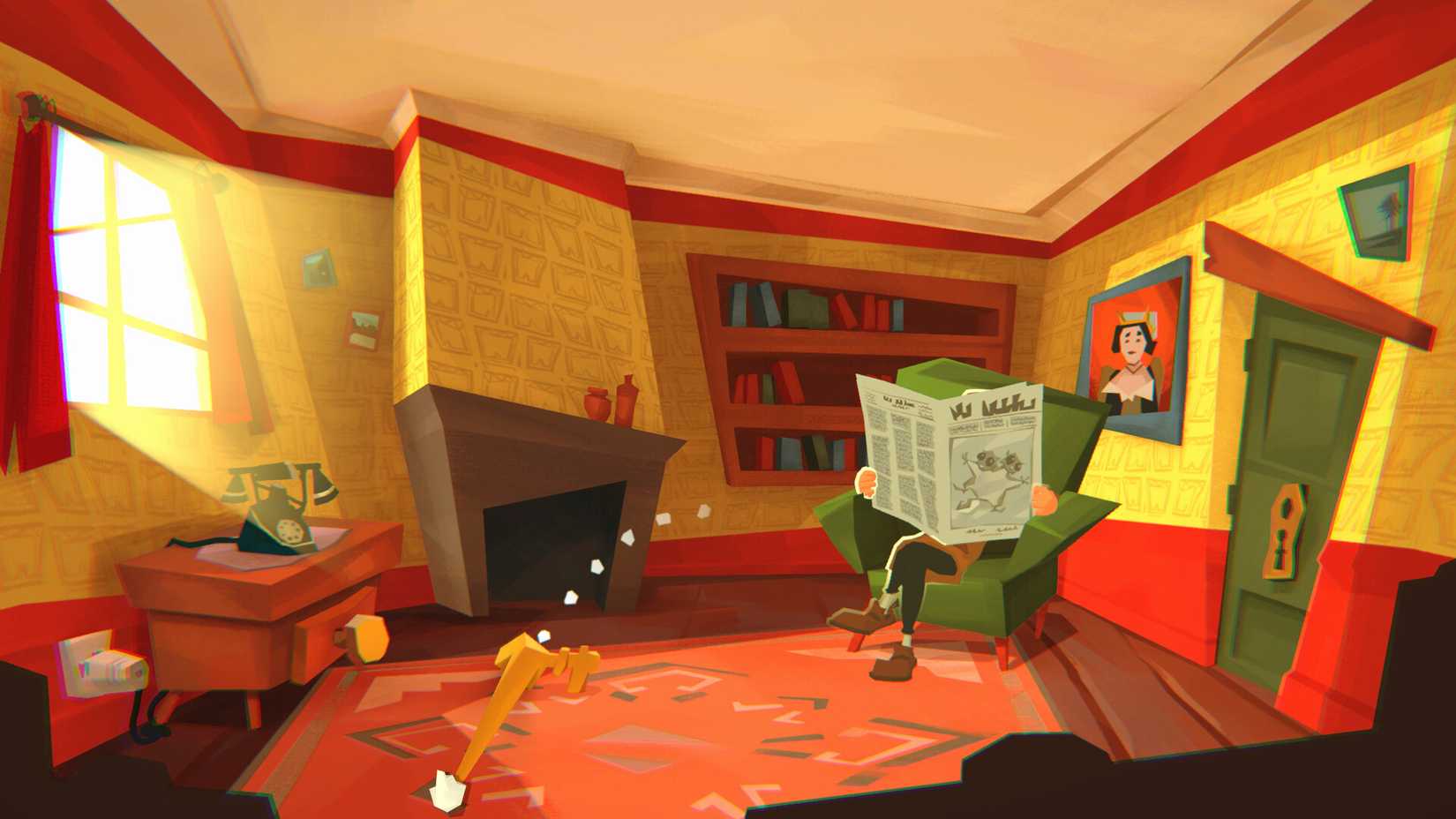 Sherlock Holmes reading a newspaper in Crushed In Time