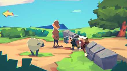 Holmes watching Watson struggle with a simple task in Crushed in Time, as a sheep watches them both