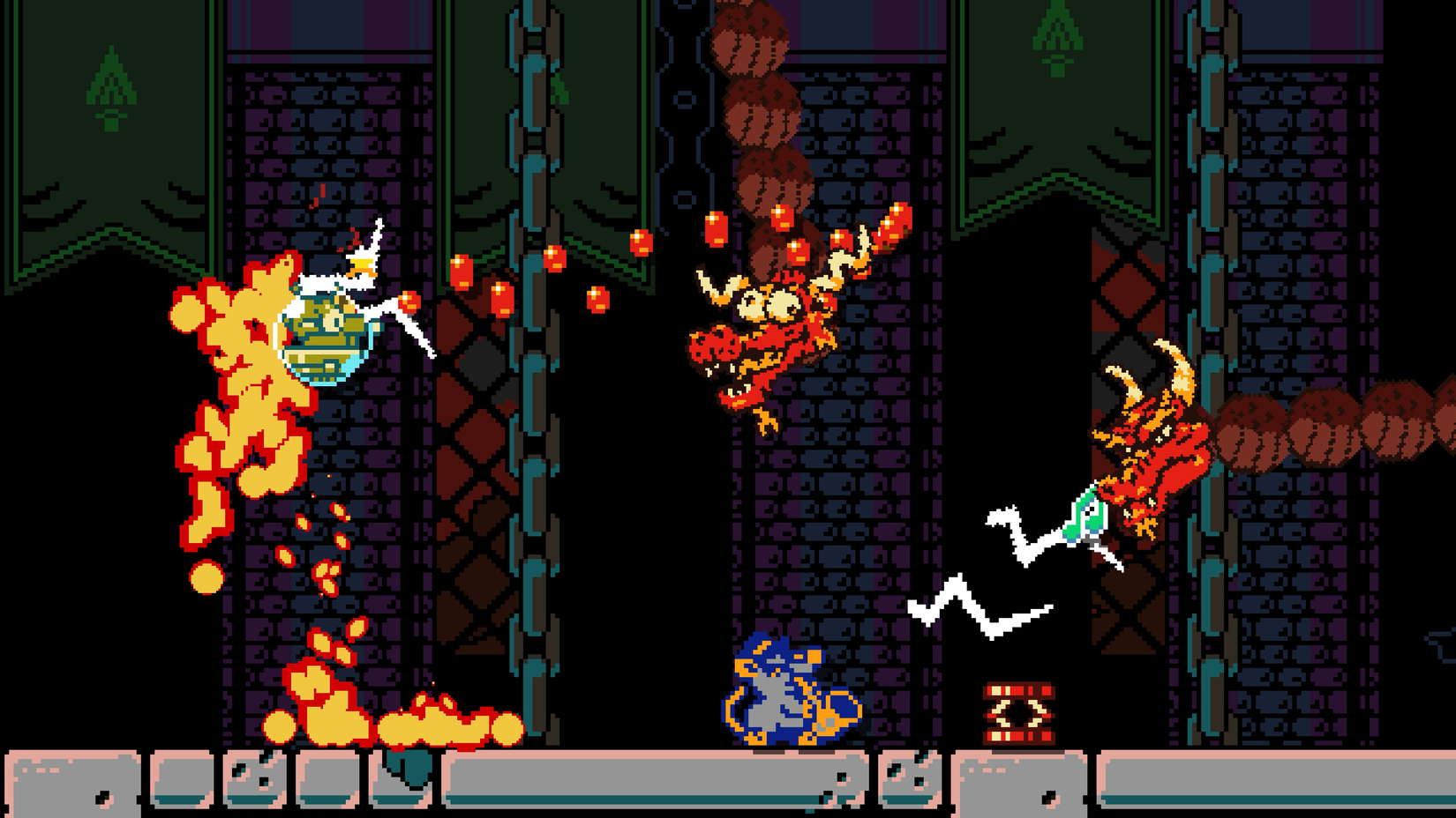 Characters fight a dragon in Dark Scrolls.