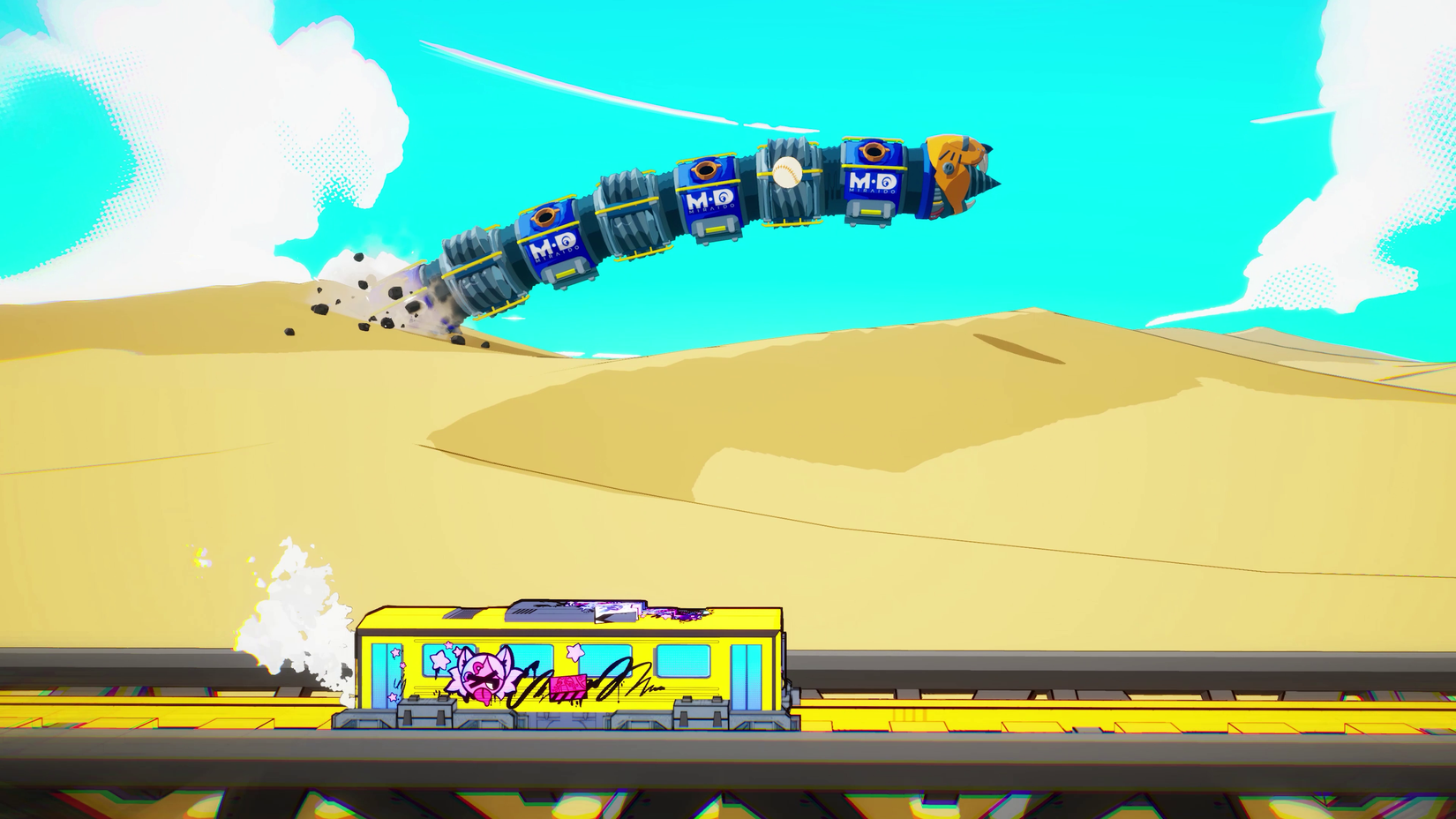 Denshattack drives train through desert