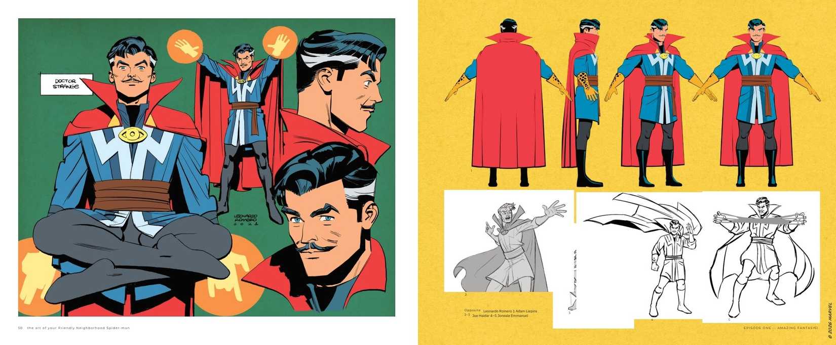 An exclusive spread featuring Dr. Strange from the upcoming book The Art of Marvel Animation's Your Friendly Neighborhood Spider-Man
