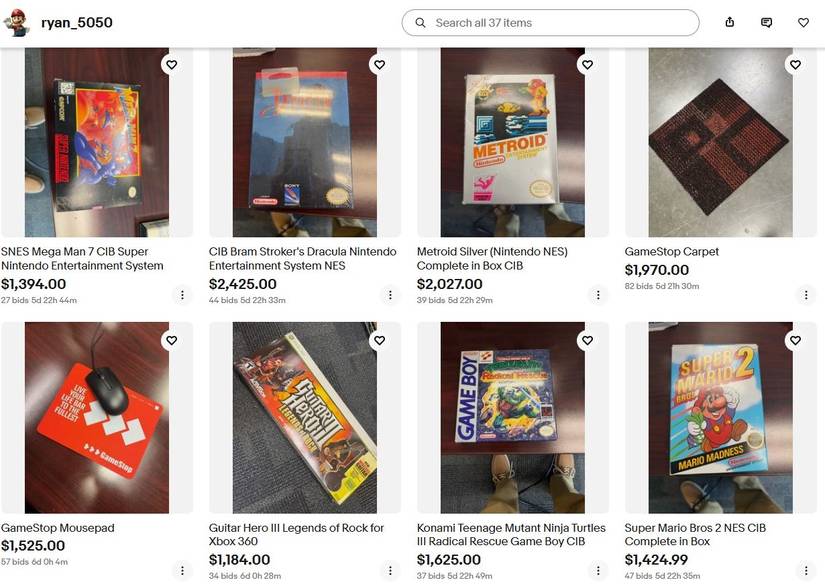 A preview of GameStop CEO's eBay store, where he is reportedly selling the remnants of Game Informer's Vault. 
