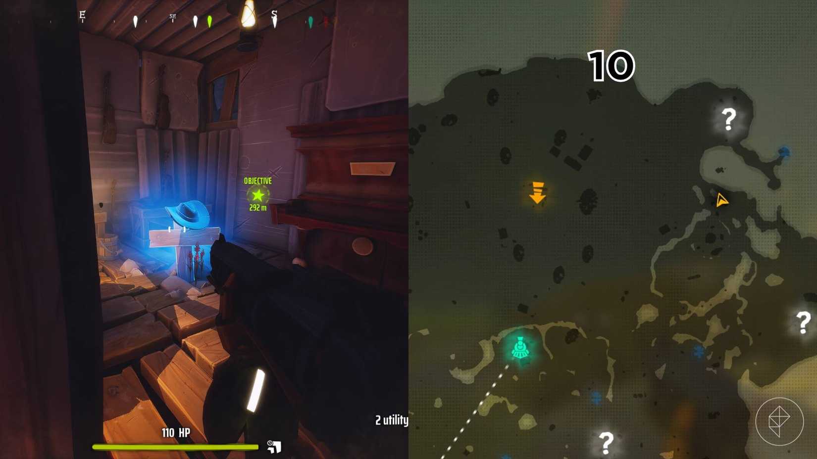 The right-hand side of the image shows the location of the numbered grave on the Area 41 map in Far Far West while the left-hand side shows the player standing in front of that grave in-game.