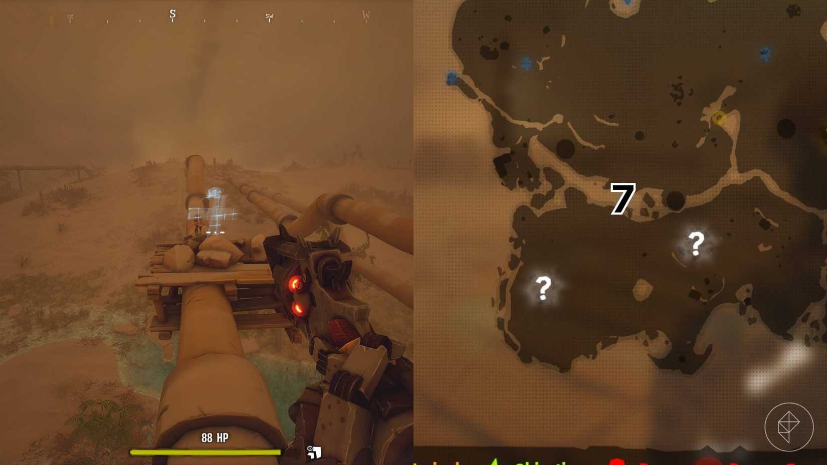 The right-hand side of the image shows the location of the grave on the Desert map in Far Far West with the respective number overlaid on its location while the left-hand side of the image shows the player in-game standing next to the grave.