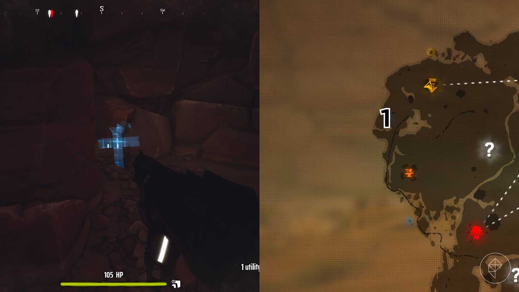 The right-hand side of the image shows the location of the grave on the Far West map in Far Far West marked by its respective number while the left-hand side of the image shows the player standing in front of the grave in-game.