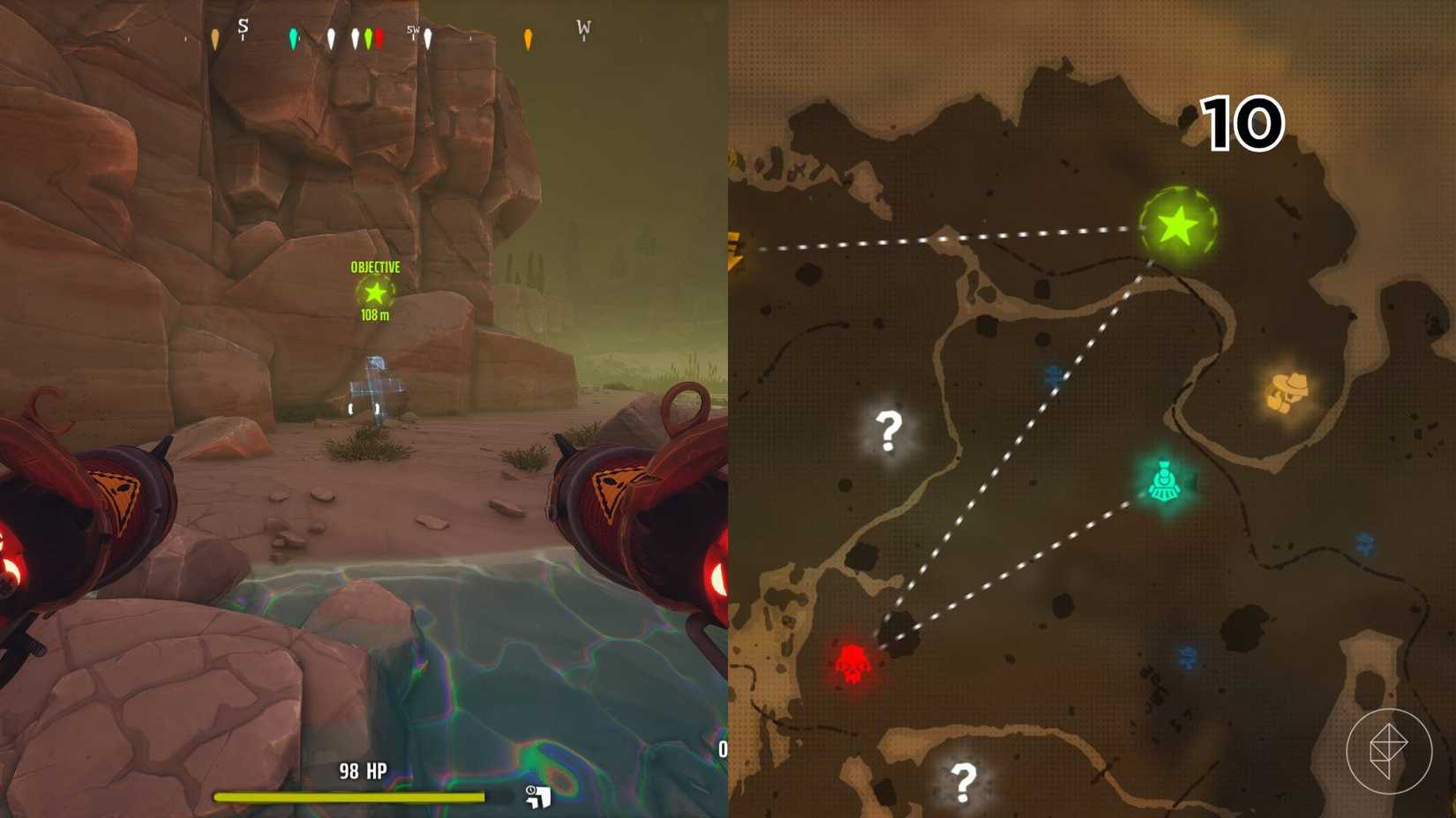 The right-hand side of the image shows the location of the grave on the Far West map in Far Far West marked by its respective number while the left-hand side of the image shows the player standing in front of the grave in-game.