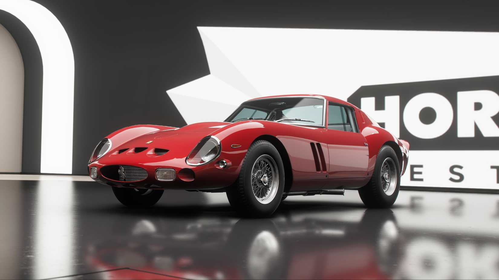 The 1962 Ferrari 250 GTO, a red vintage sports car, in Forza Horizon 6.