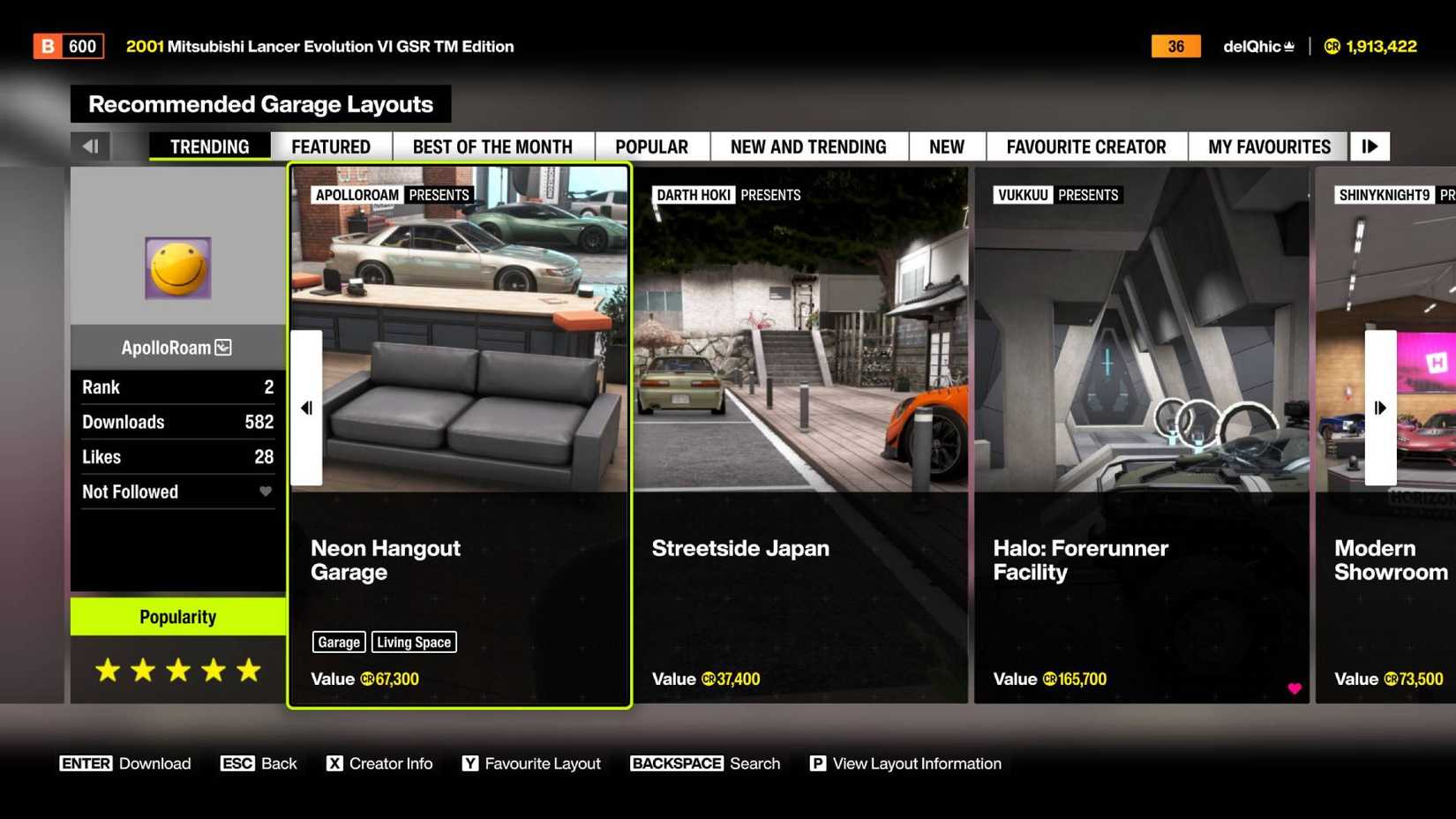 The list of community garages available for download in Forza Horizon 6.